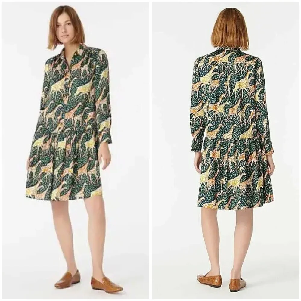 💕J.CREW💕 Shirtdress ~ Giraffes Print XXS NWOT
